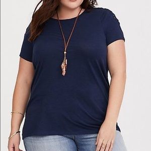 torrid lattice sleeve navy top 🌎